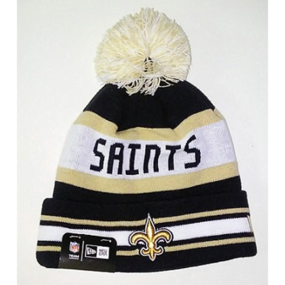 🏈🆕 NEW ORLEANS SAINTS BLACK STRIPED CUFF KNIT HAT